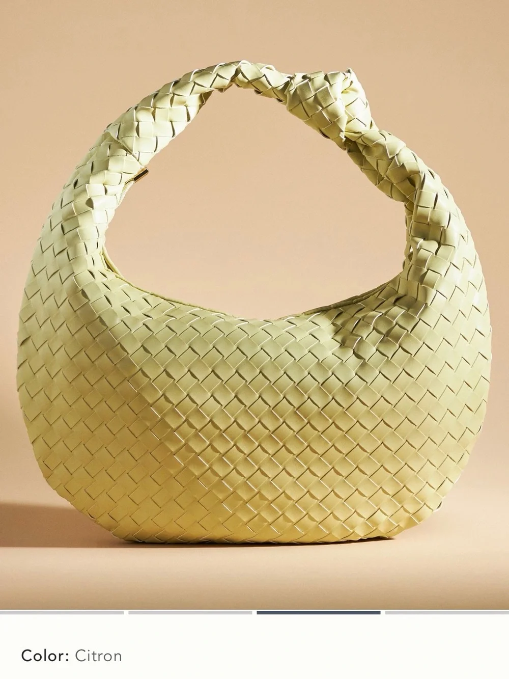 new Anthropologie melie Bianco Brigitte oversized XL woven knot satchel citron